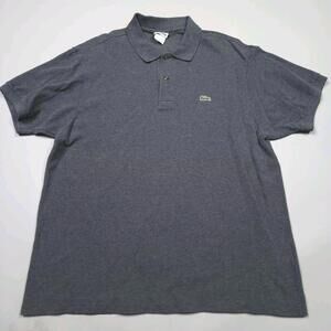 Lacoste Regular Fit Gray Knit Polo Shirt Embroidered Croc Fits Like XL